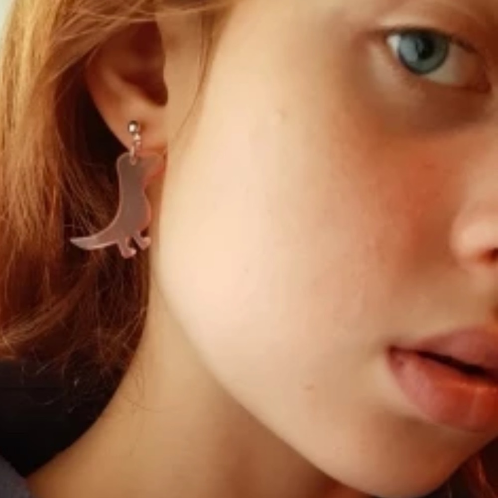 Earrings Dinosaur Post Back Acrylic - Picture 7 of 8